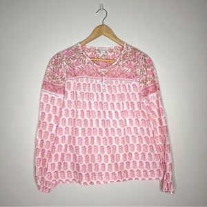 Point Sur for J. Crew Block Print Floral Cotton Blouse